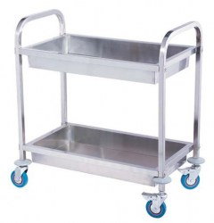 Carros de Recogida con 2 estantes en acero inoxidable con ruedas